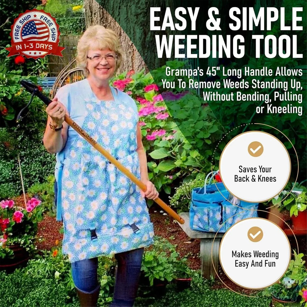 Grampa's Weeder - The Original Stand Up Weed Puller Tool with Long Handle - Made