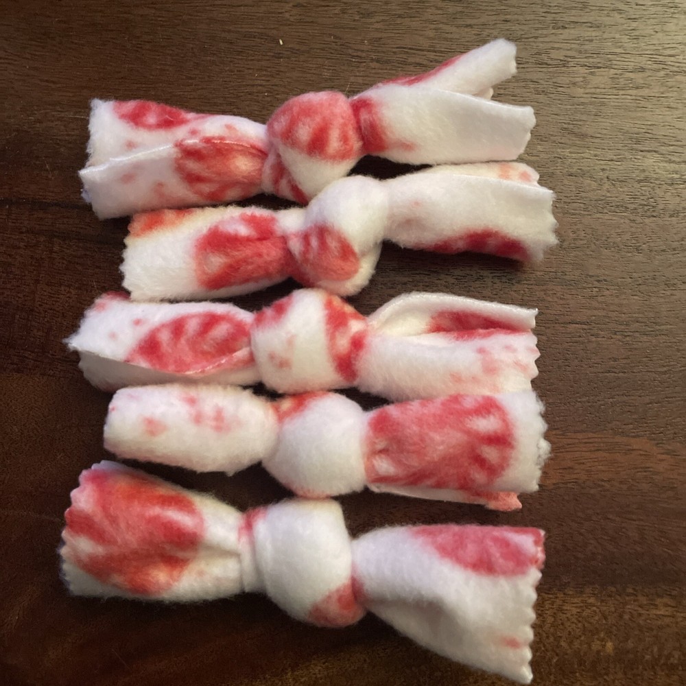 Bow Tie Shaped Cat Toy With Catnip Inside 5 Pack Peppermint Candy Print