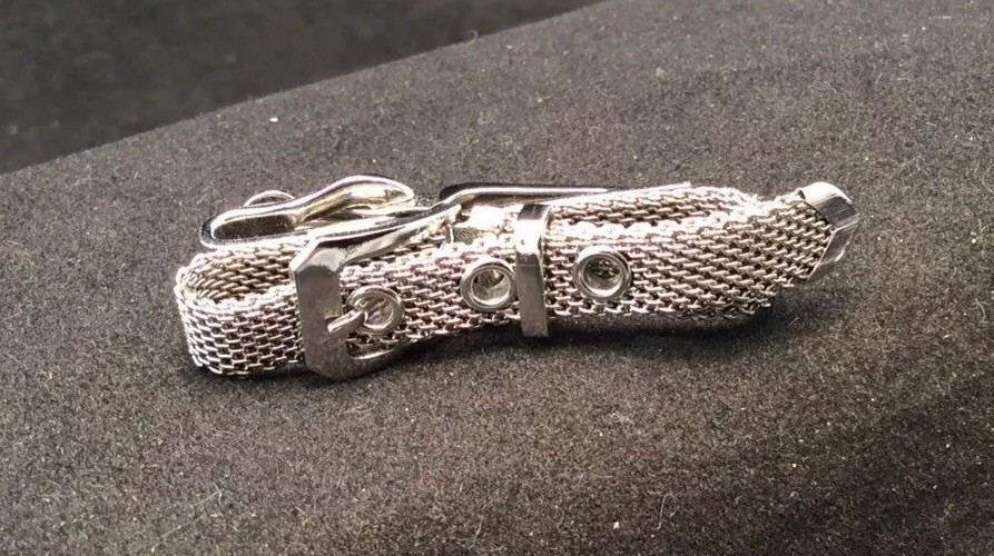 Swank Silvertone Mesh Belt Tie Clip