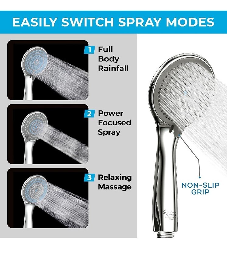SparkPod High Pressure 3-Function Handheld Shower Head