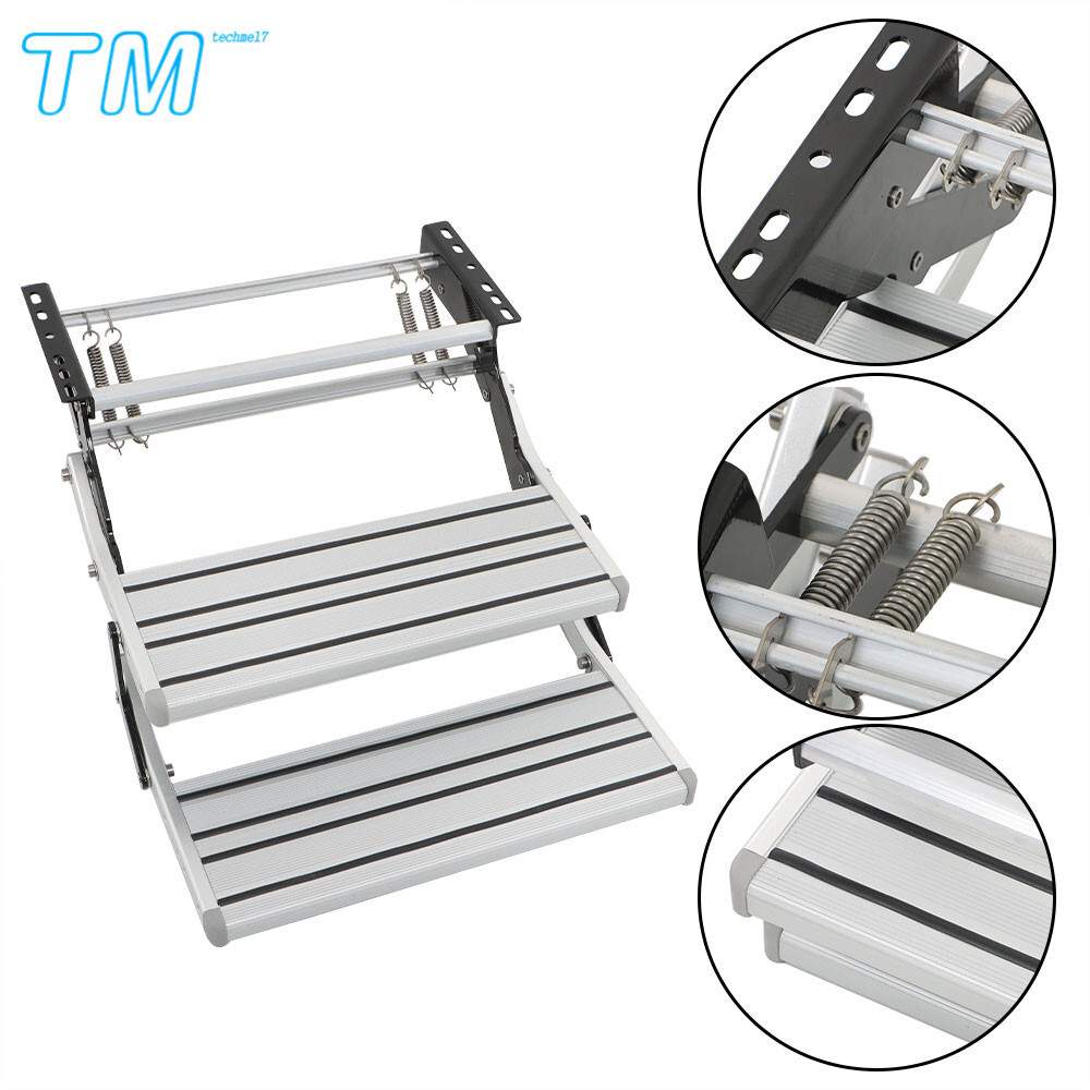 RV Camper 2 Step Platform Steps Stair Anti-Slip Aluminum Pull Out Retractable