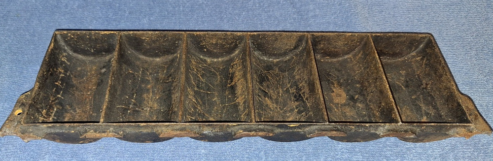 Antique Cast Iron Half Round Muffin Cornbread Pan - Half Size
