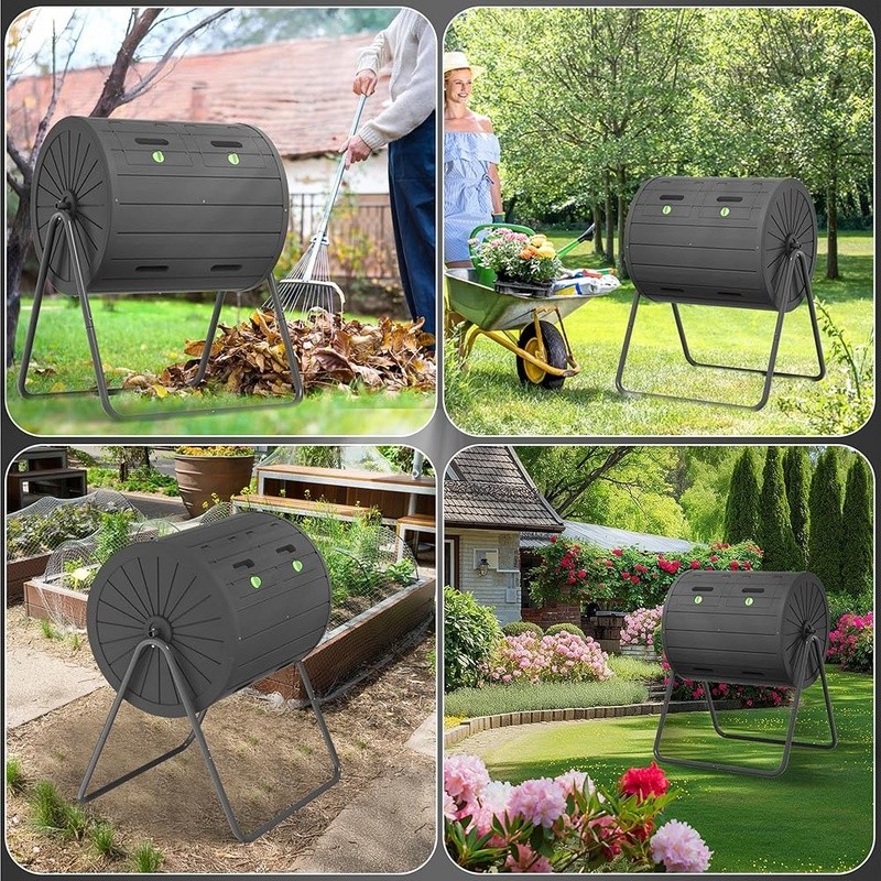 Dual Chamber Composter Efficient Batch Composting Easy Assembly Eco-Friendly New