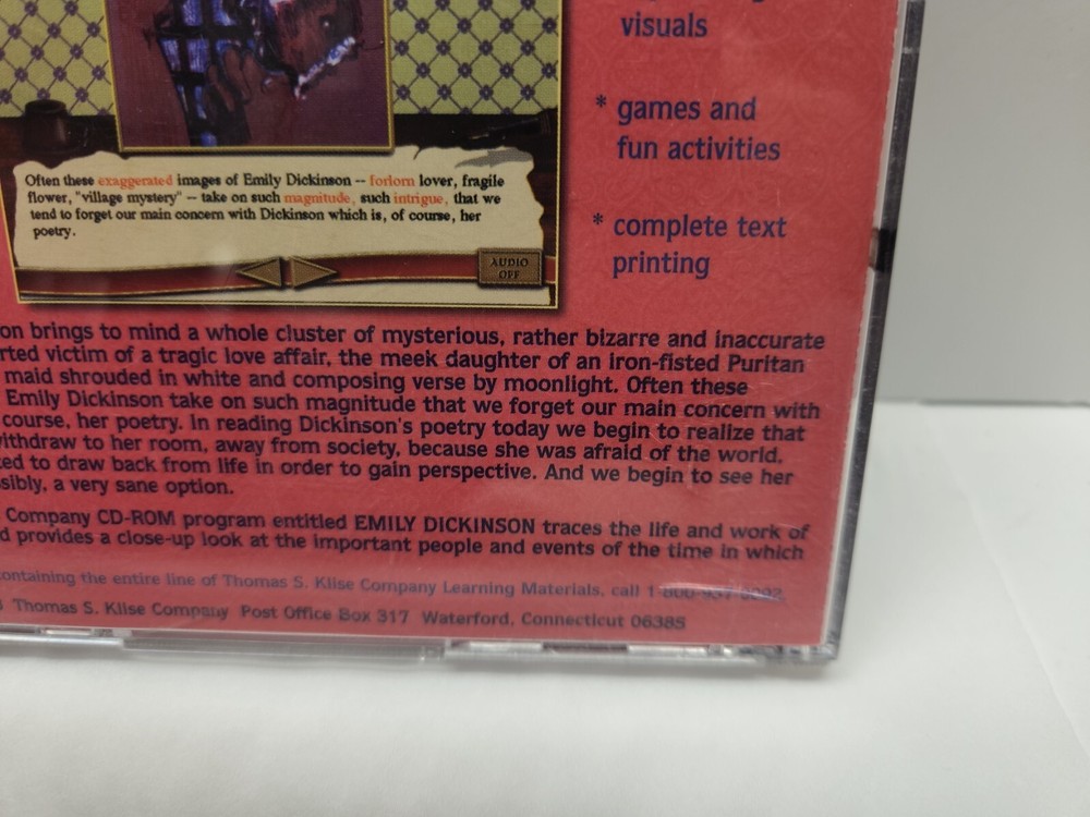 Thomas S. Klise - Emily Dickinson Home Version (PC CD - Rom 1998) ex Library