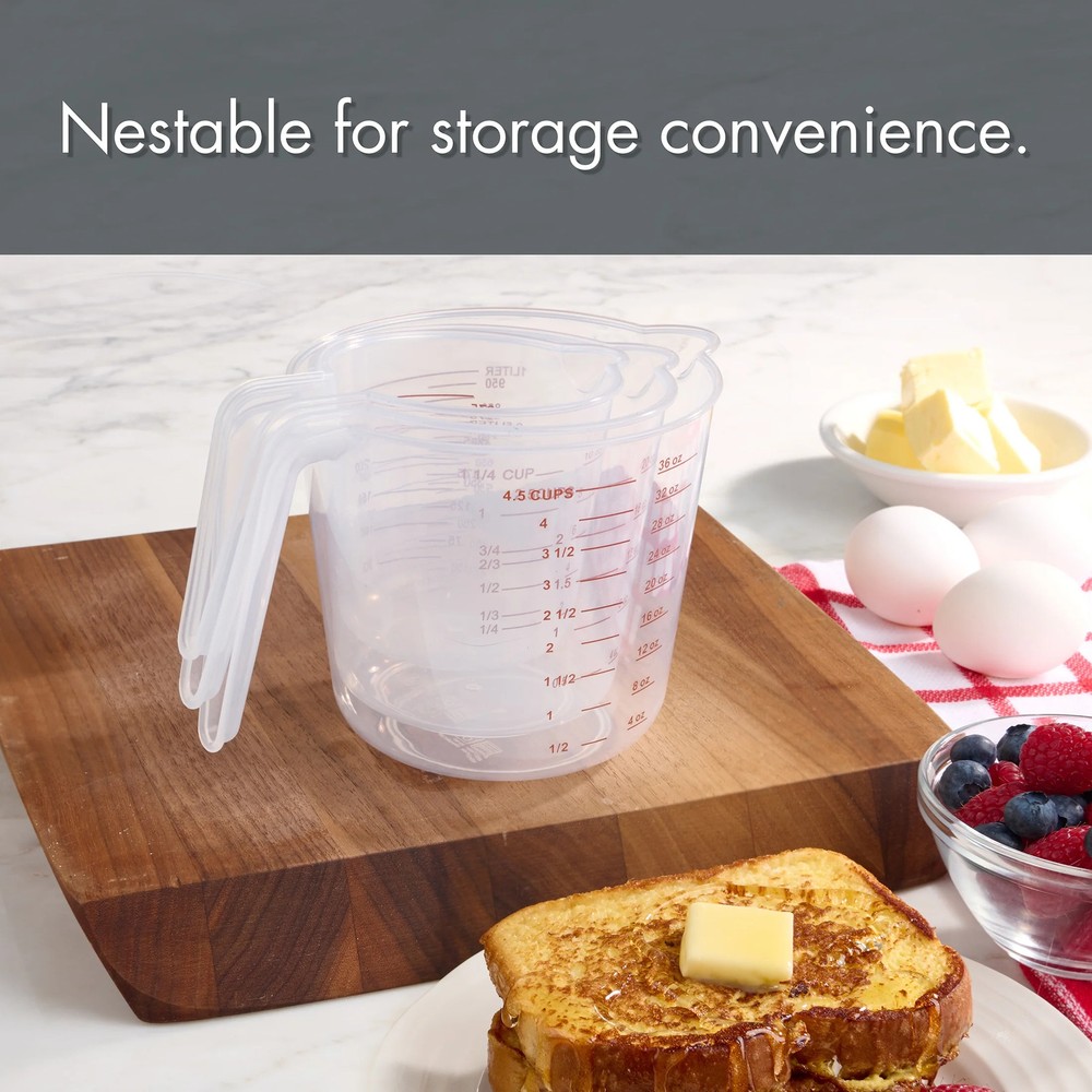 Mainstays Piece Tapered Spout Nesting Plastic Measuring Cups Set Clear
