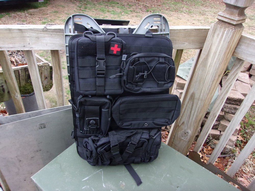 ONE ...MILITARY SURPLUS PACK FRAME MOLLE GREEN ARMY SEAT BACK ORGANIZER --USED