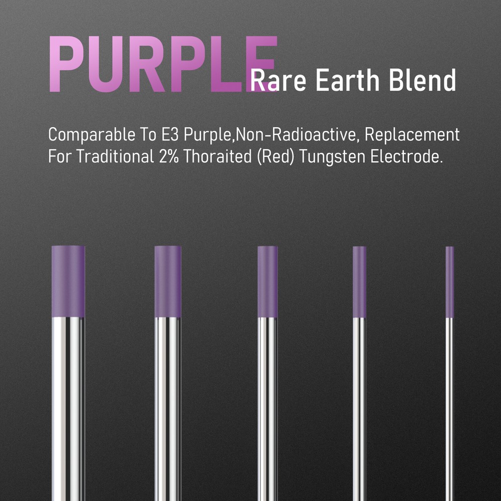 10-pk TIG Weld Tungsten Electrode, NonRadioactive Comparable to E3 Purple