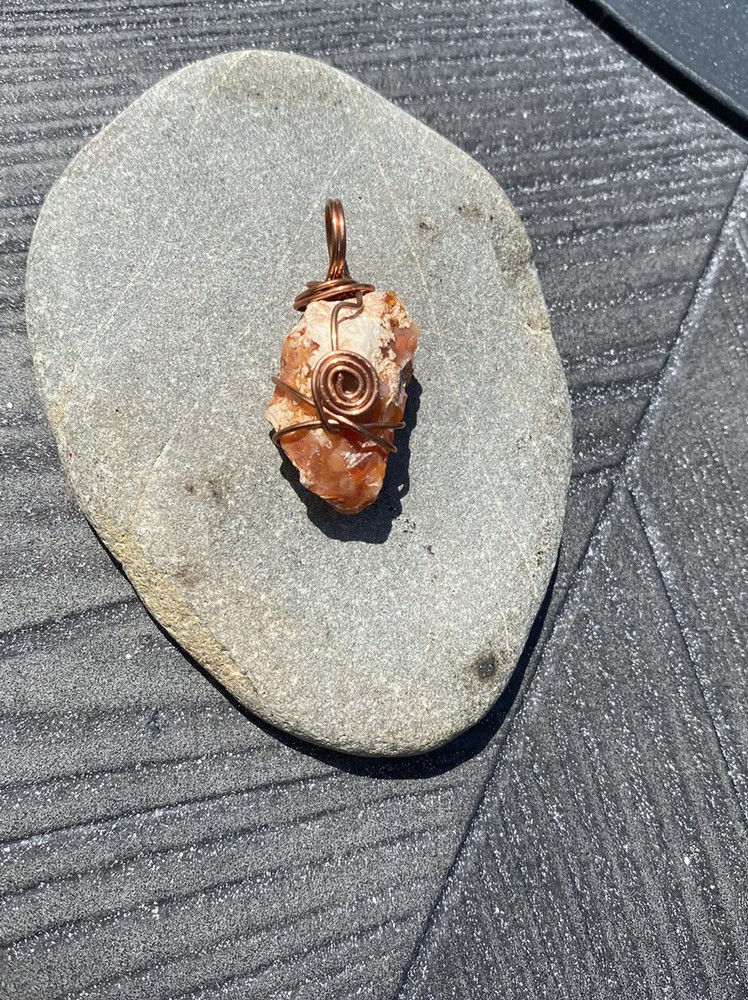 Rough Natural Carnelian Copper Wrapped Pendant