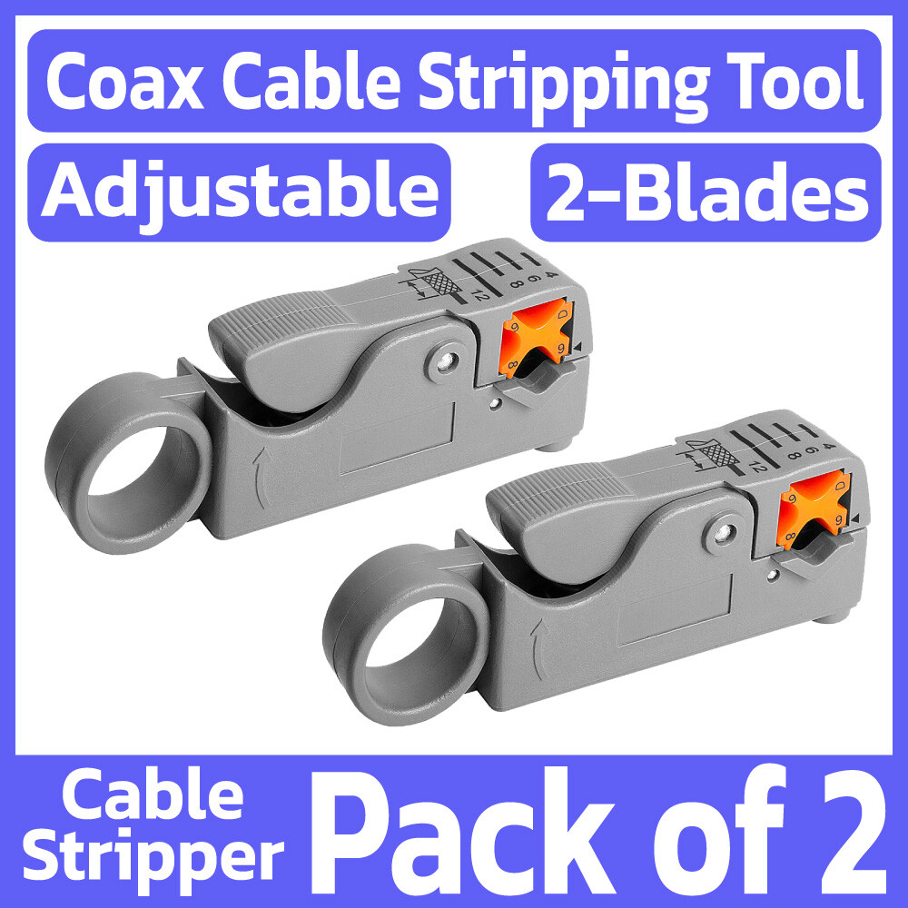 2 Pack Rotary Coaxial Cable Stripping Tool Two Blade Coax Wire Cutter Stripper