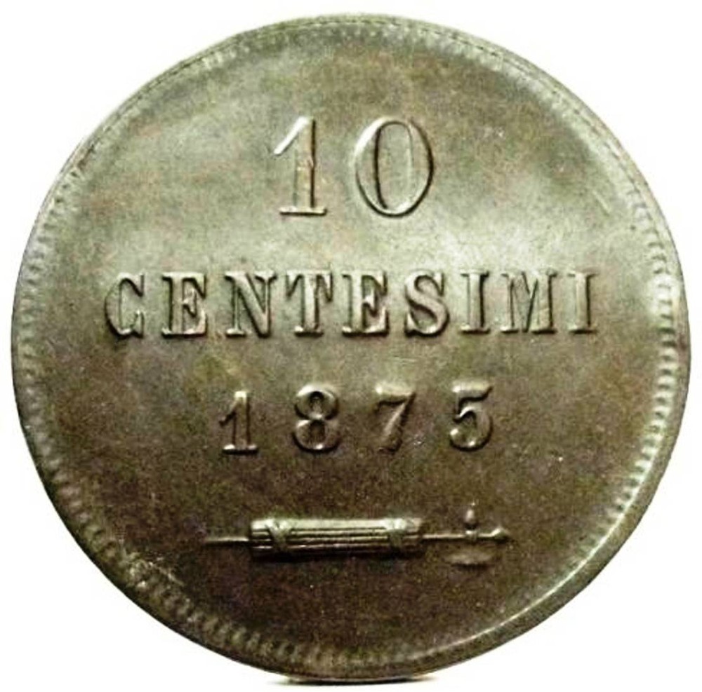SAN MARINO-Republic, 10 Cents-1875