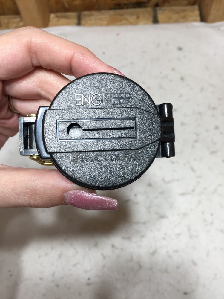 VTG Engneer Lensatic Compass Black Fold Open