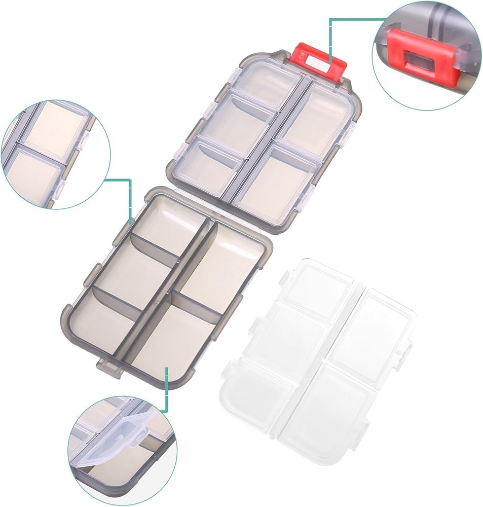 1Pack Travel Pill Organizer - 10 Compartments Pill Case