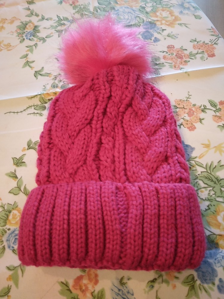 Hot Pink Knitted Fur Lined Beanie
