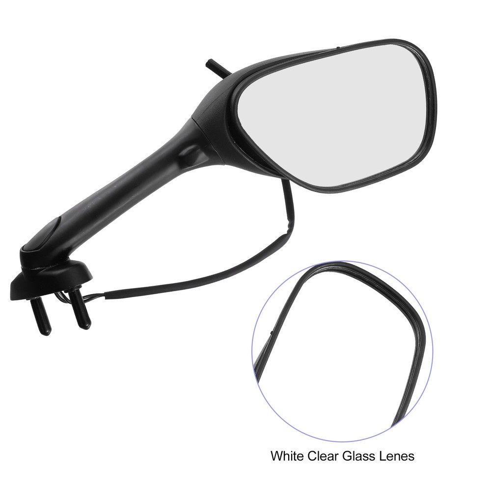 Side Mirror Rear View Front Light Black Motorcycle - 2pcs