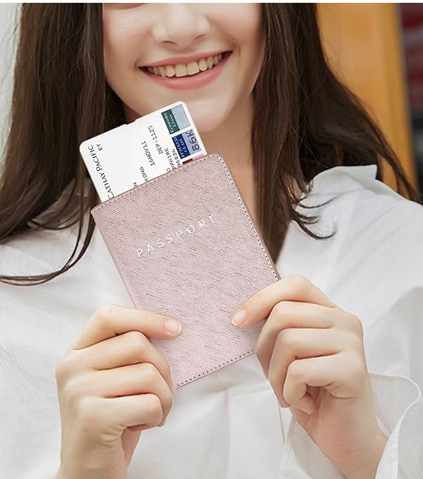 Passport holder pink metallic with RFID blocking