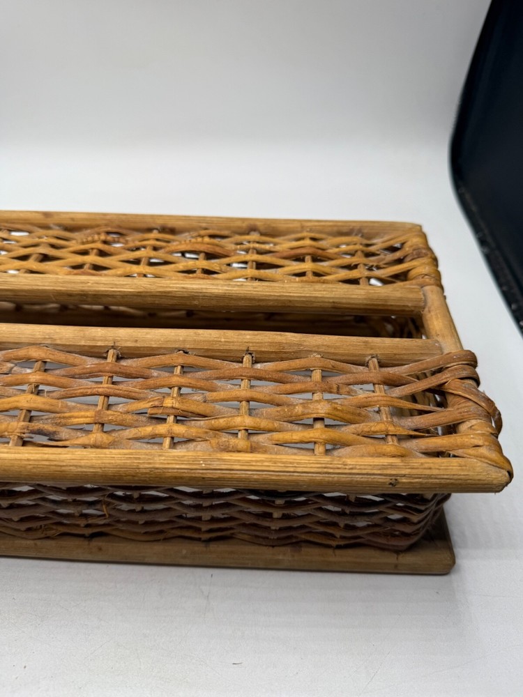 Vintage Wicker Tissue Box Cover Woven Rectangular Made In Philippines