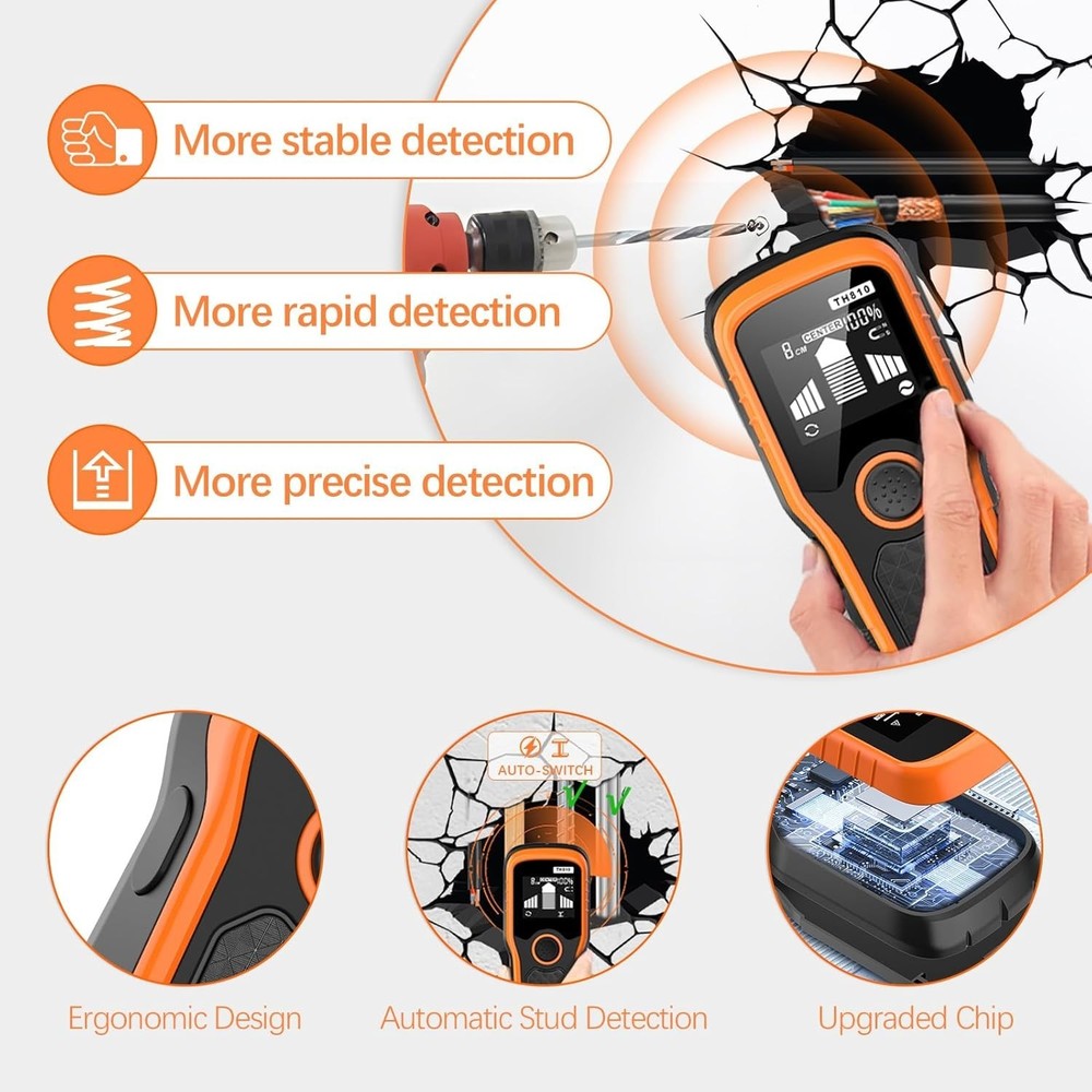 Charcoal Precision Stud Locator – 6 in 1 Multifunction upgraded Automatic detect