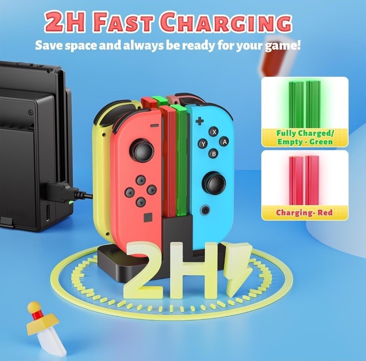 Charging Dock Compatible Nintendo Switch Joy Con & OLED Model Controller