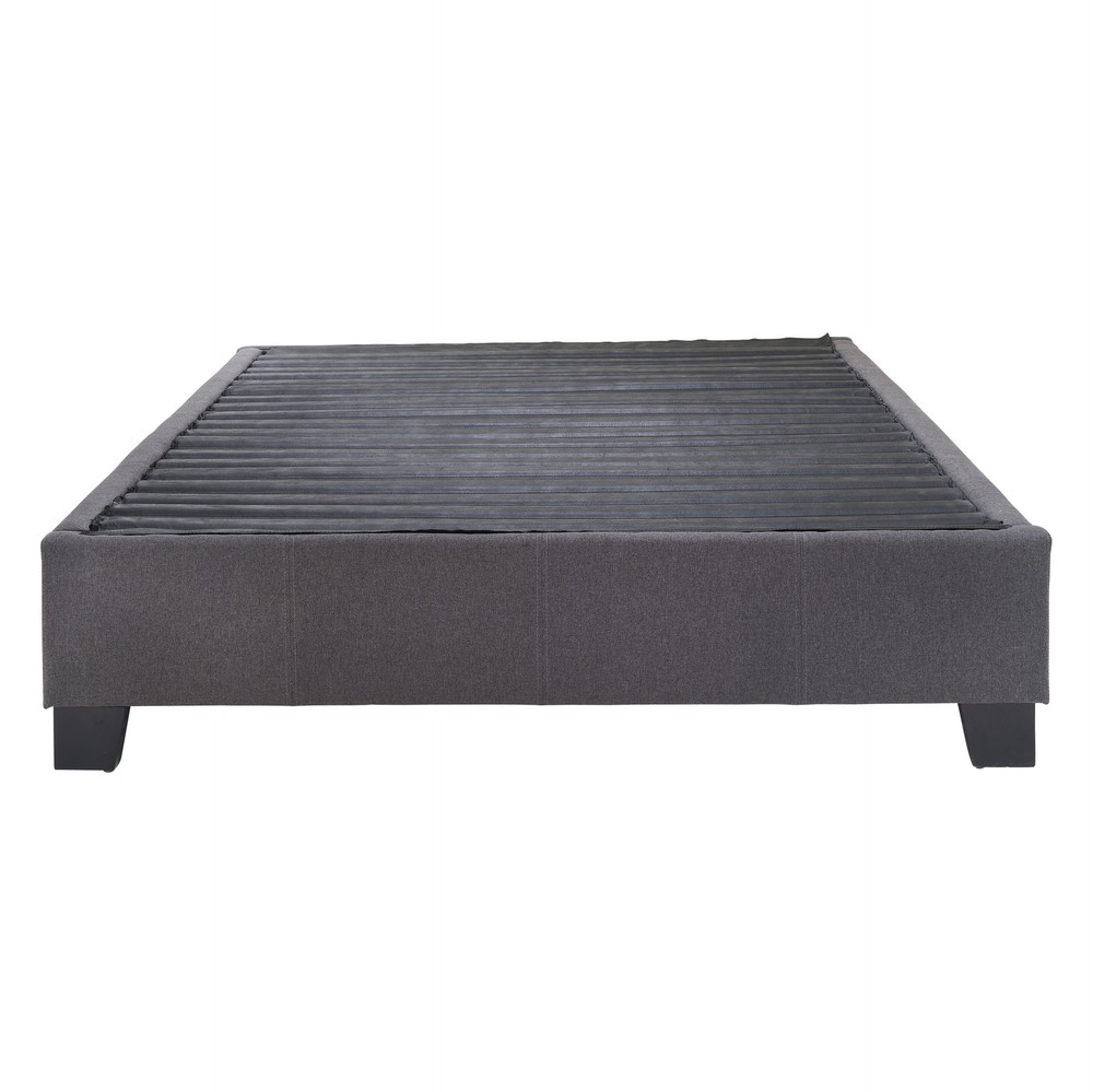 Modern Contempo King Upholstered Bed Platform Base, Charcoal Grey