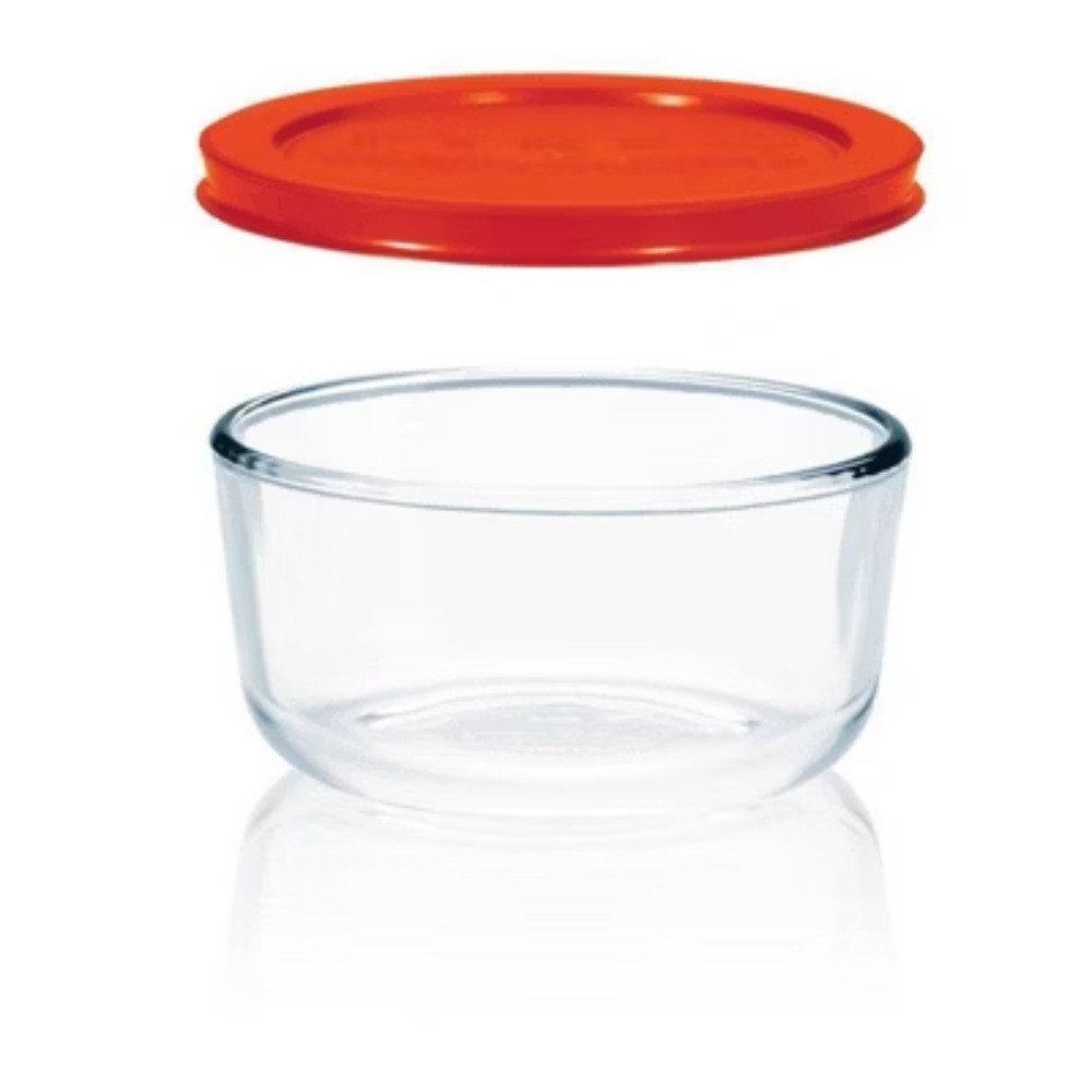 Pyrex 2 Cup 6pc Round Glass Food Storage Value Pack Red: