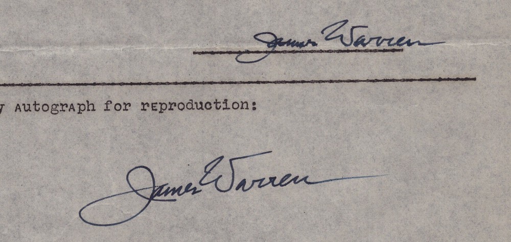 JAMES WARREN - DOCUMENT DOUBLE SIGNED 09/23/1946