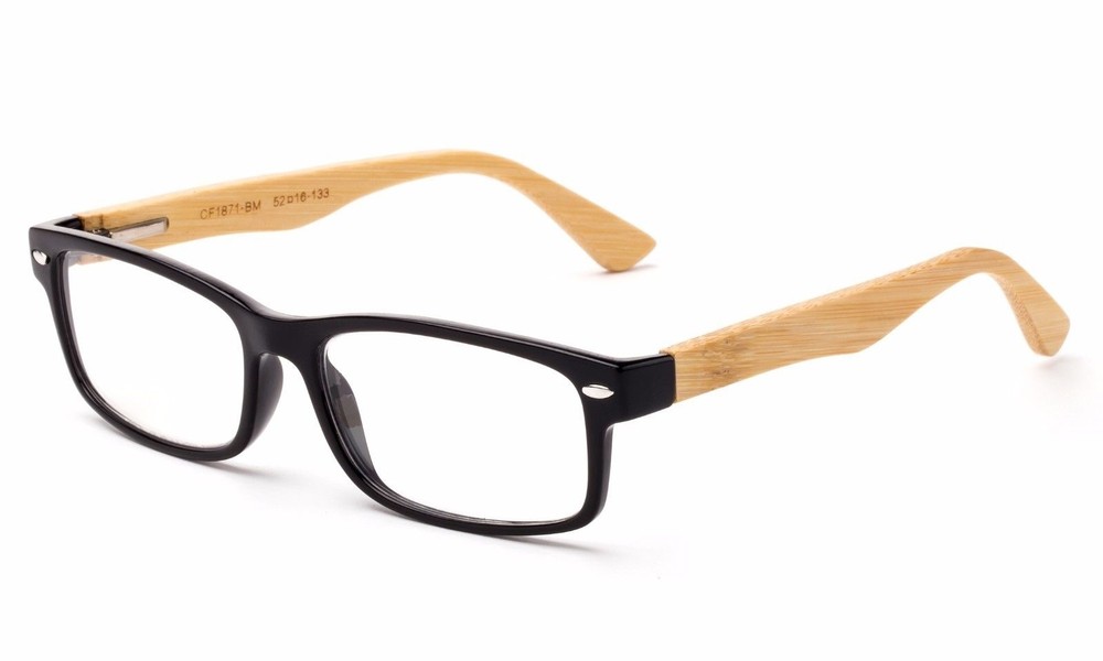 Bamboo Reading Glasses Slim Classic Frame Spring Hinged Comfortable Fit Bamboo