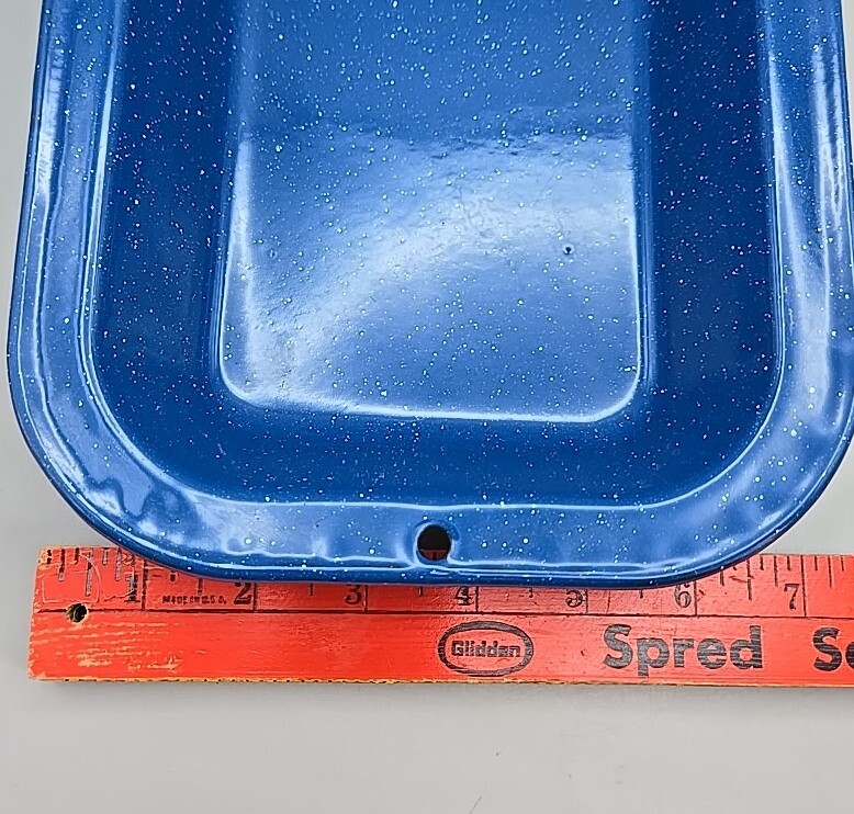 Blue Enamelware Small Camping Roasting Casserole Cooking Pan 7.5"x4.5" Bottom