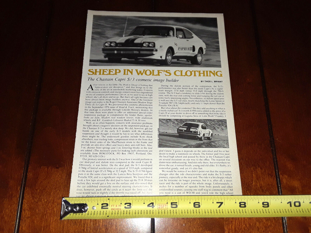 CHASTAIN CAPRI S/3 ORIGINAL 1977 ARTICLE