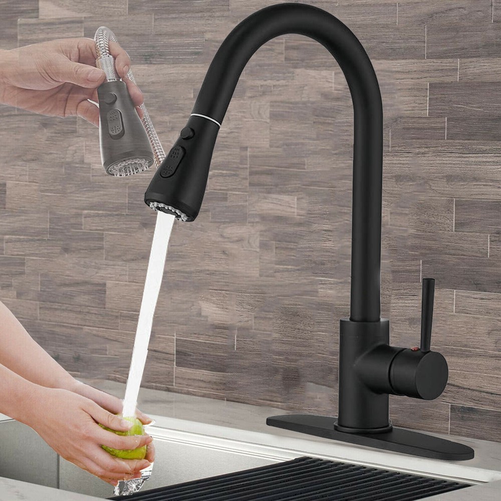 Commercial Kitchen Sink Faucet Spring Pull Down Sprayer Single Handle Mixer Tap