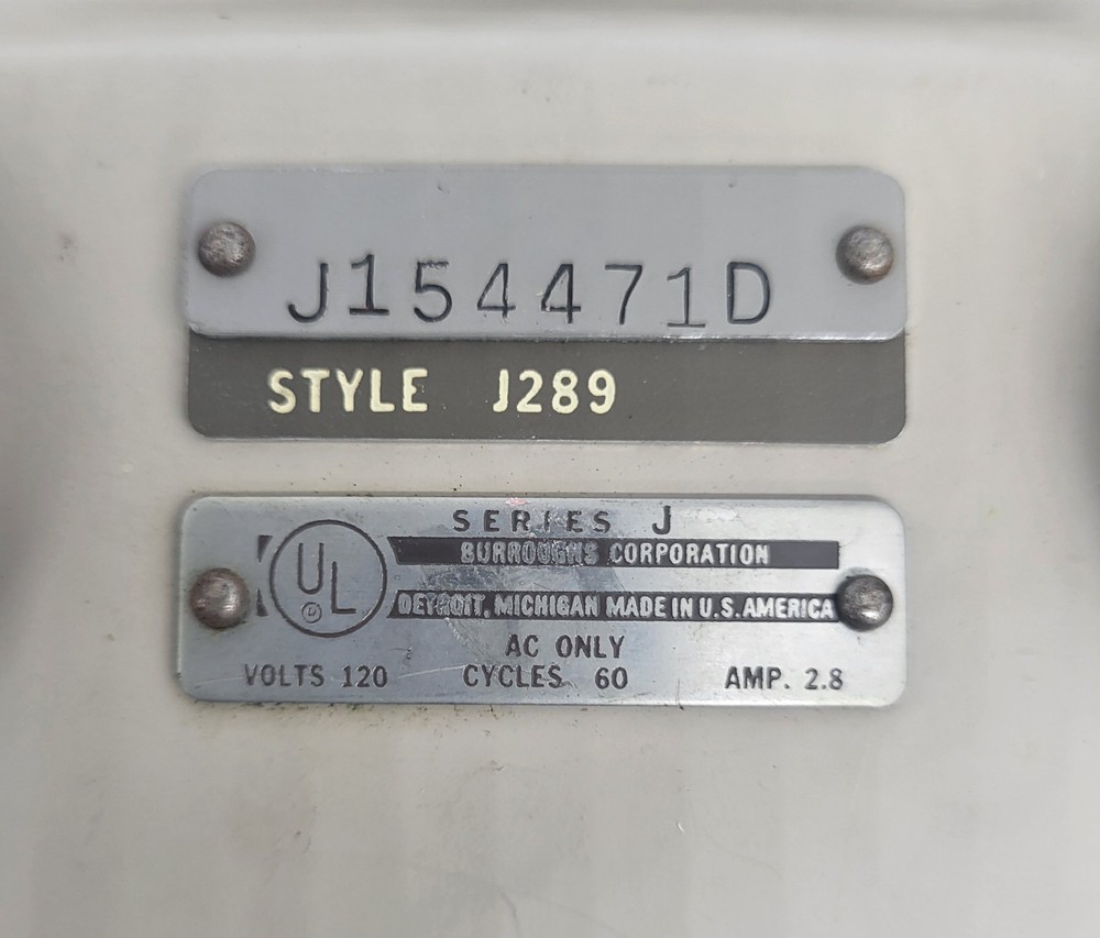 Vintage Burroughs Adding Machine Calculator J-Series 289 1950s Adding Machine