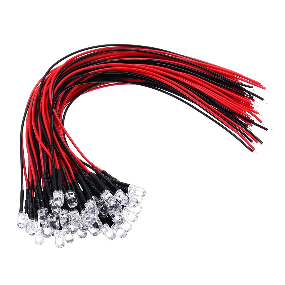 5mm LED Diode Light, 40 Pcs 9-12V DC, Pink Light