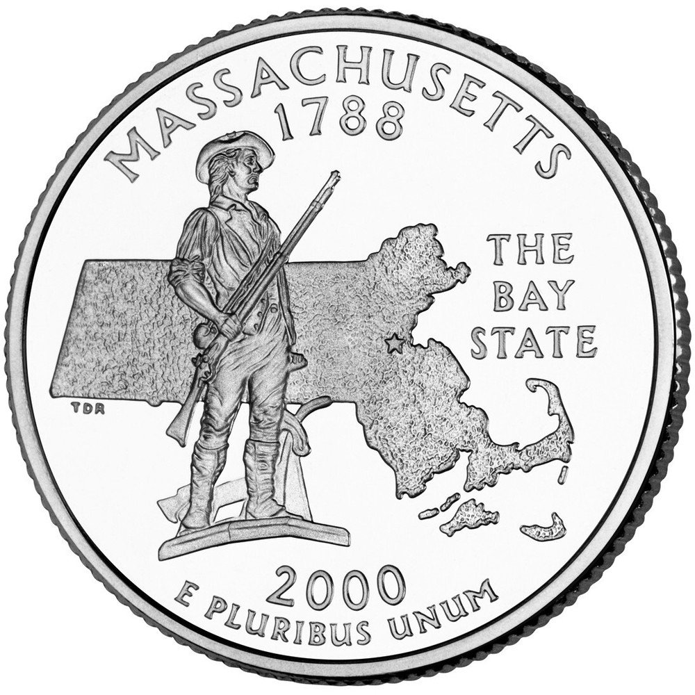 2000 D Massachusetts State Quarter.  Uncirculated From US Mint roll.