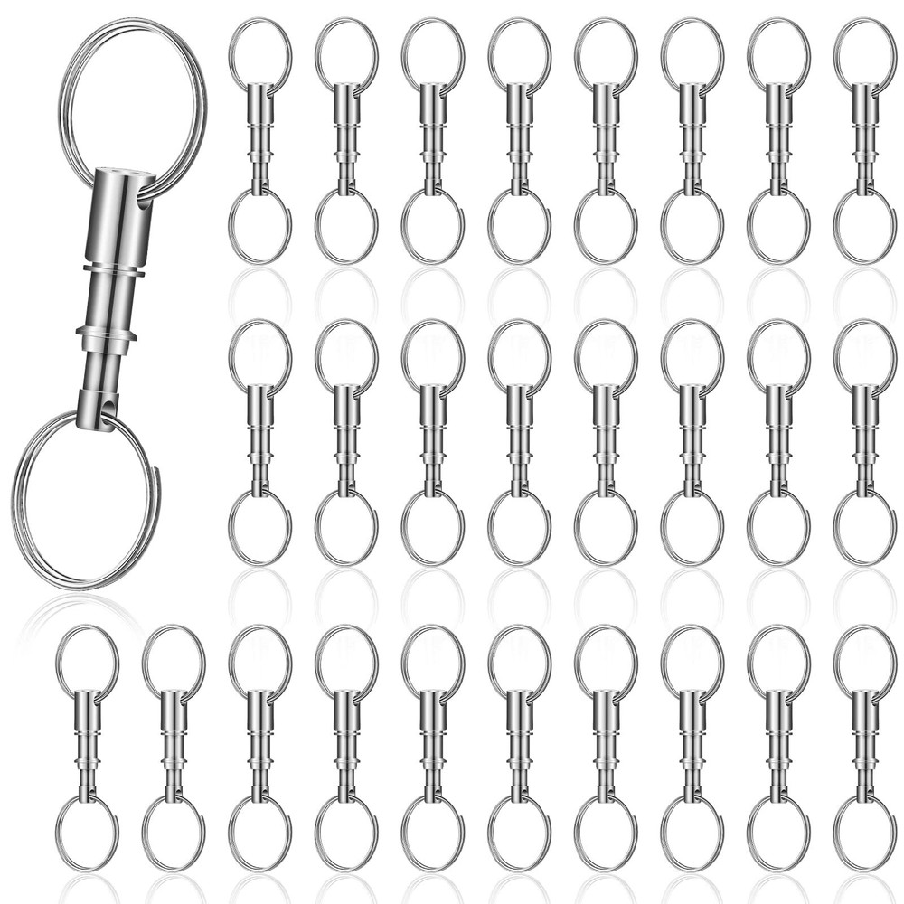 30 Pack Quick Release Keychain Detachable Pull Apart Key Rings Bulk Detach Ke...