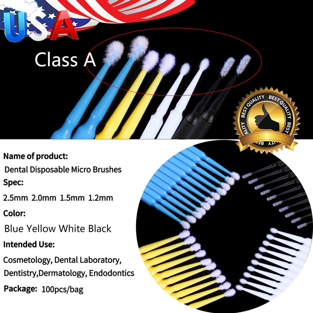 100-1000pcs Microbrush Brush Applicator Tips (Regular, Fine, Super Fine) CI