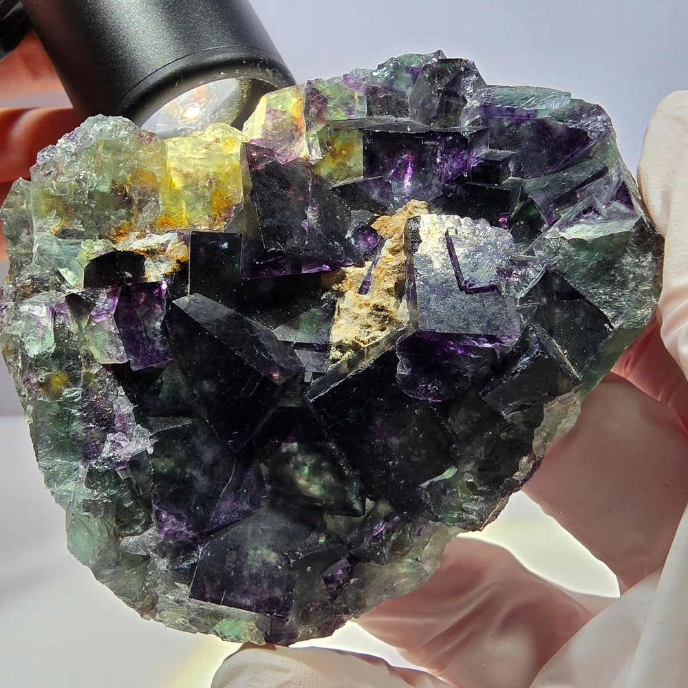 Phantom Fluorite Cube Specimen, green purple Okorusu, Namibia 76*63*22mm