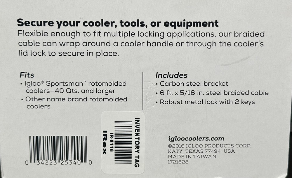 IGLOO Cooler Cable Lock Kit