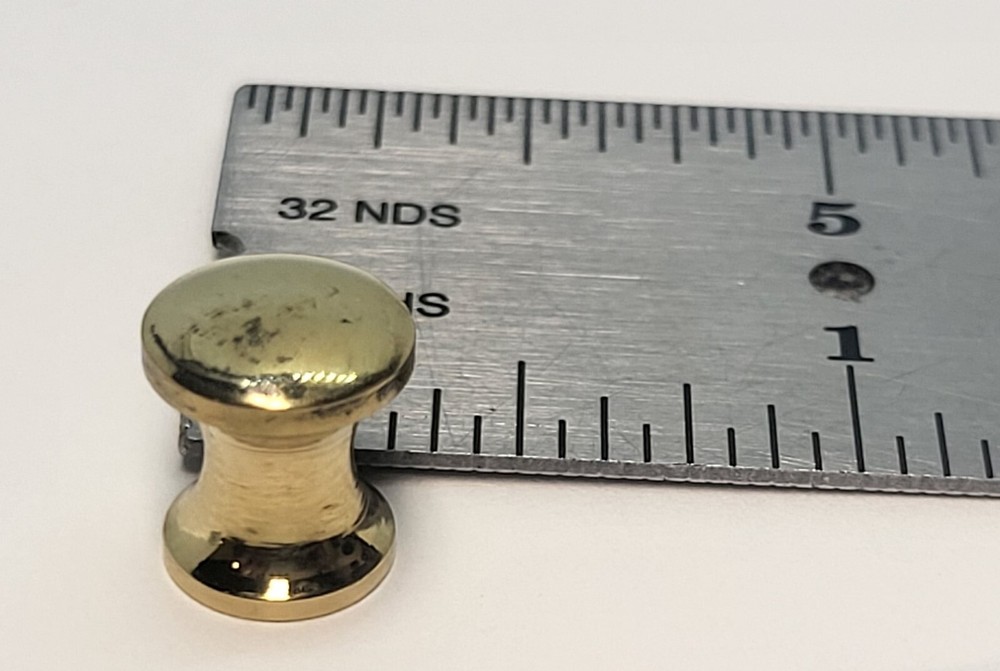 3/8" Polished Turned Solid Brass BOOKCASE Knob desk small cabinet drawer pull