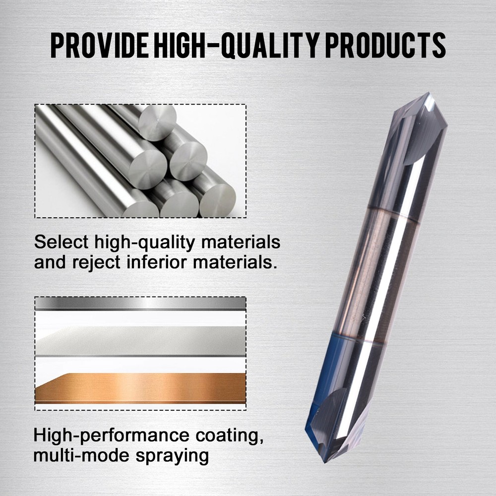 4 Flute 90 Degree 3/8" Solid Carbide Chamfer Mill - Double End - AlTiN Coated