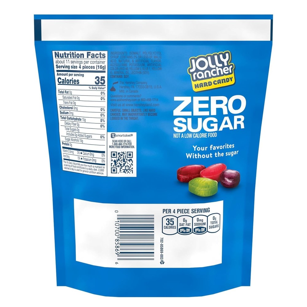 Individually Wrapped Zero Sugar Fruit-Flavored Hard Candy - 6.1 oz for Freshness