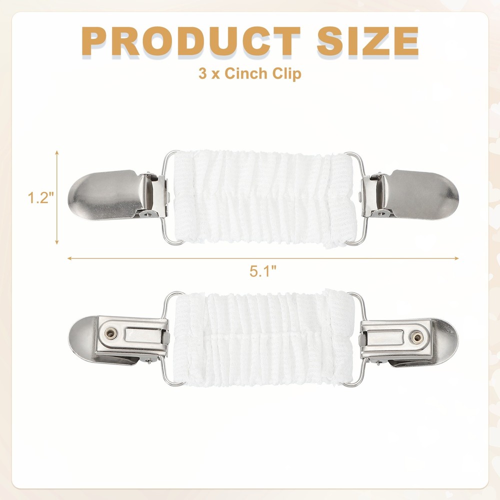 3pc sweater clip, white tightening
