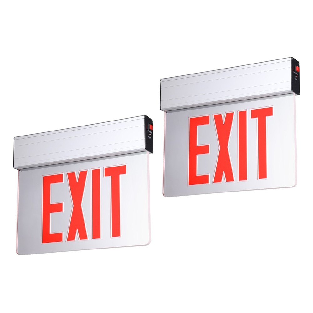2 Pack LED Exit Sign, Aluminum Housing Acrylic Panel Emergency Light, Red