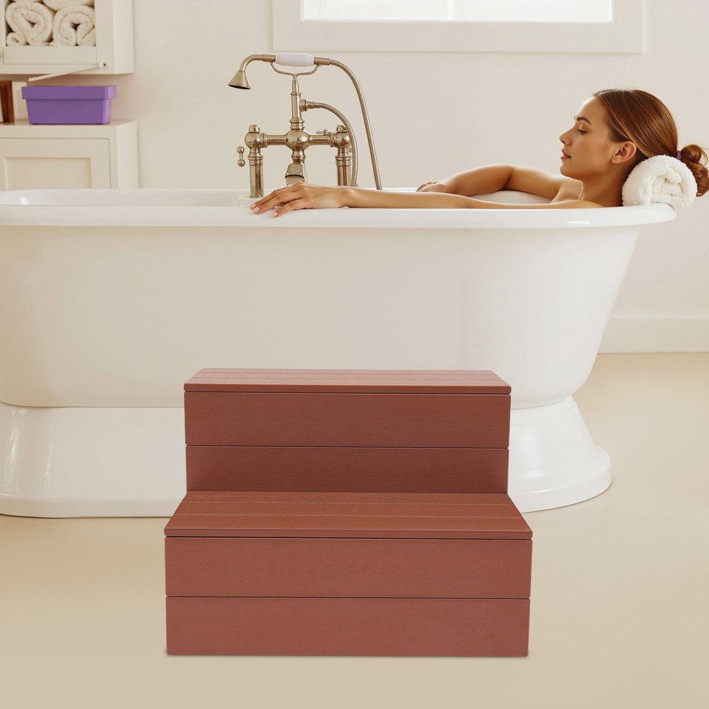 2-Step Hot Tub Stair Multi-function Bathtub Stepping Tool for Indoor/Outdoor Use