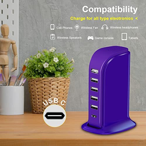 iPhone Charger Fast Charging , Multi Device USB purple charging station