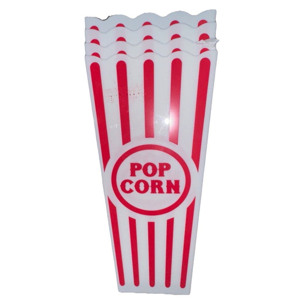 Plastic Popcorn Containers Red & White Striped Retro Style Reusable Popcorn Boxe