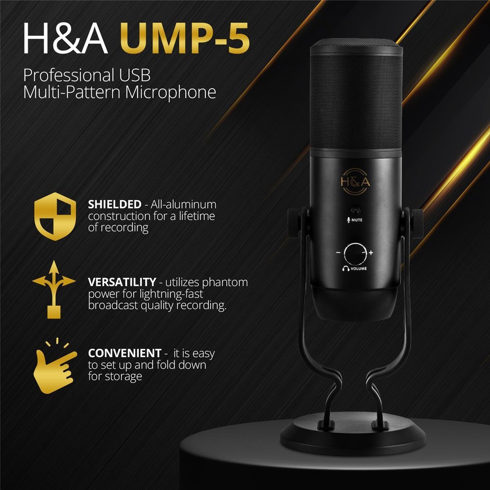 HA UMP-5 Professional USB Multi-Pattern Condenser Microphone #HA-UMP-5
