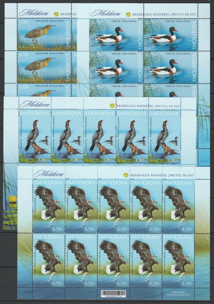 Moldova 2021 Birds 4 MNH Full sheets