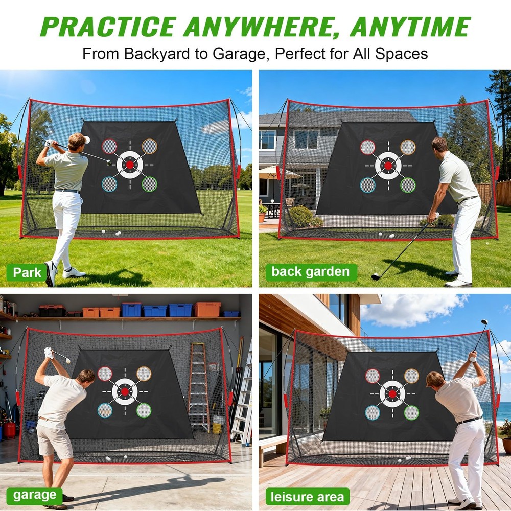 Golf Hitting Net 10x7FT with Mat & Target - Professional Training for Backyard