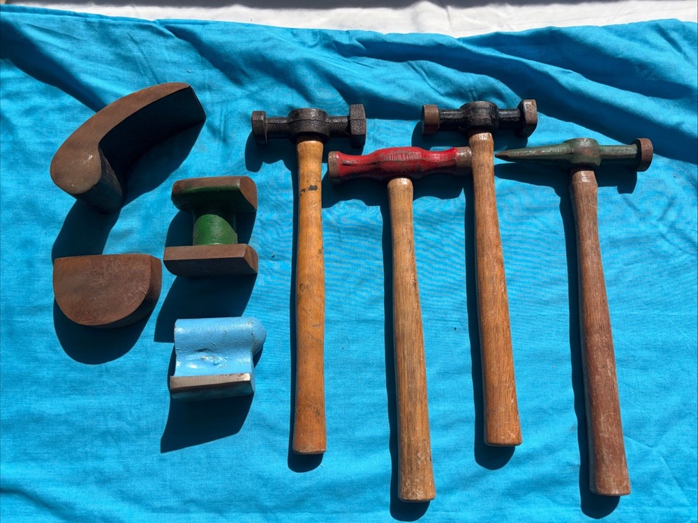 Vintage Panel Beating Tools Hammers Dollies Auto Body Work 8pc
