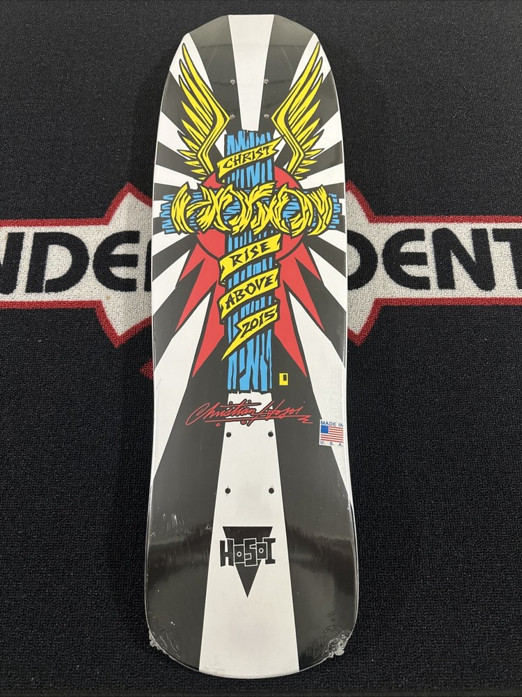 HOSOI Rise Above WINGS white black skateboard deck
