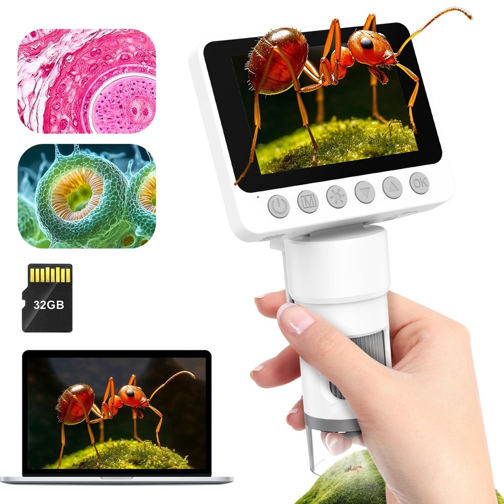 Portable Digital Handheld Microscope for Kids - 1000X Microscopes with White